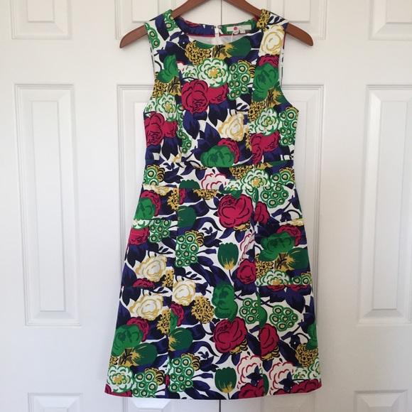 Boden multi color printed Retro Pocket shift dress - Picture 6 of 8
